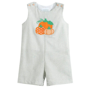 Green Seersucker Pumpkin Shortalls - Abbies Place
