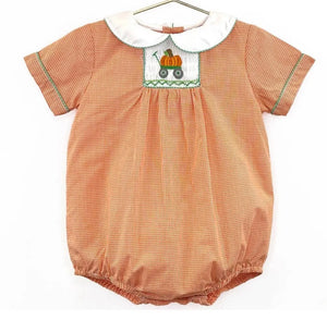 Smocked Boy Pumpkin Bubble - Abbies Place