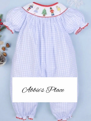 Nutcracker Smocked Baby Long Bubble - Abbies Place