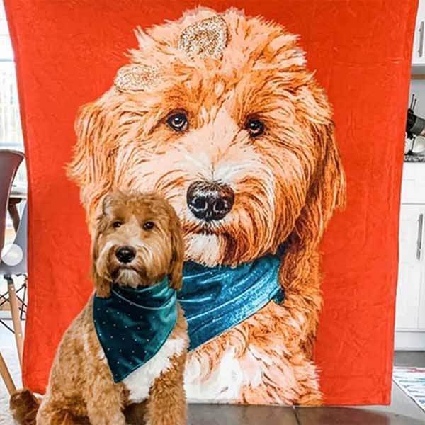 Custom Pet Art Fleece Blanket Pet Portrait Pop Your Pup