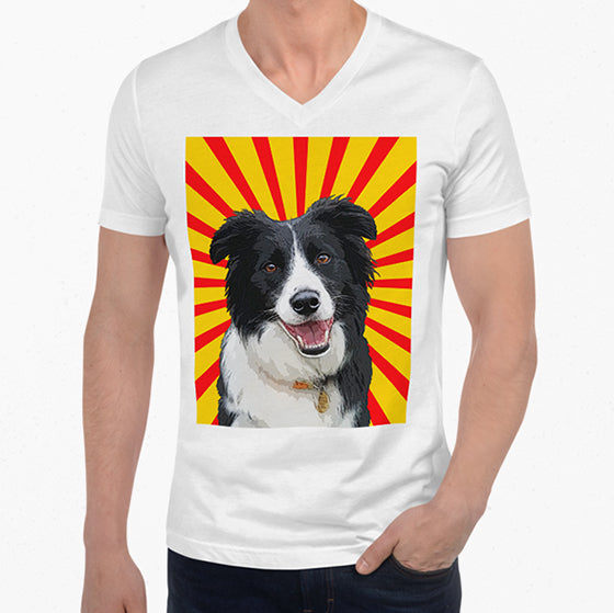 Original Pet Pop Art Mens V Neck Pop Your Pup