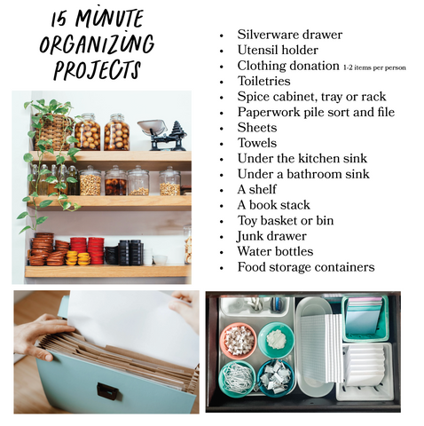15 minute organizing projects list