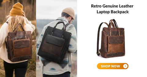 retro leather backpack