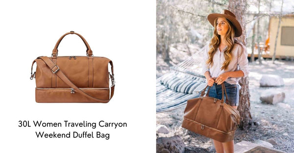 Leather travel duffel bag