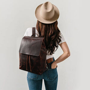 ccrazy horse leather backpack