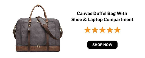 Canvas Duffel Bag With Shoe Laptop Compartment