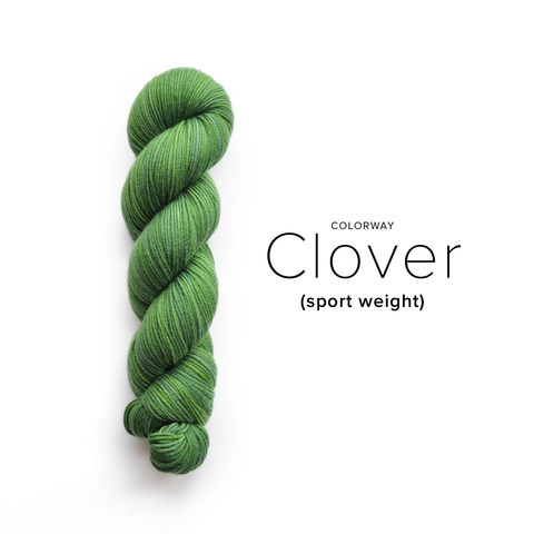 green yarn in sport weight called clover