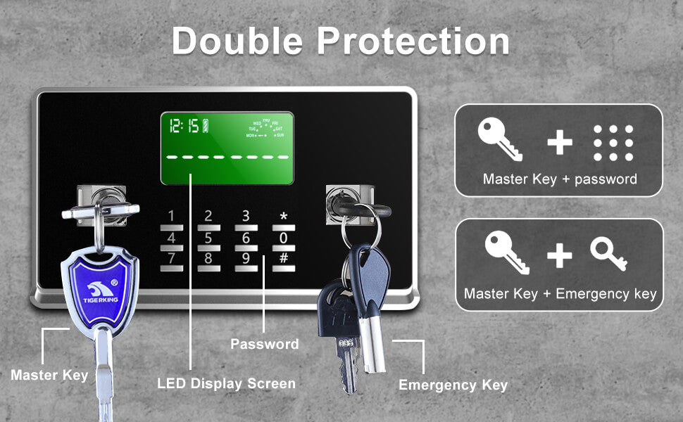 TIGERKING 11.5 Cubic Feet Extra Large Heavy Duty Safe Box, Home Safe with Double Safety Key Lock and Separate Lock Box, Digital safe 120XH-1 White