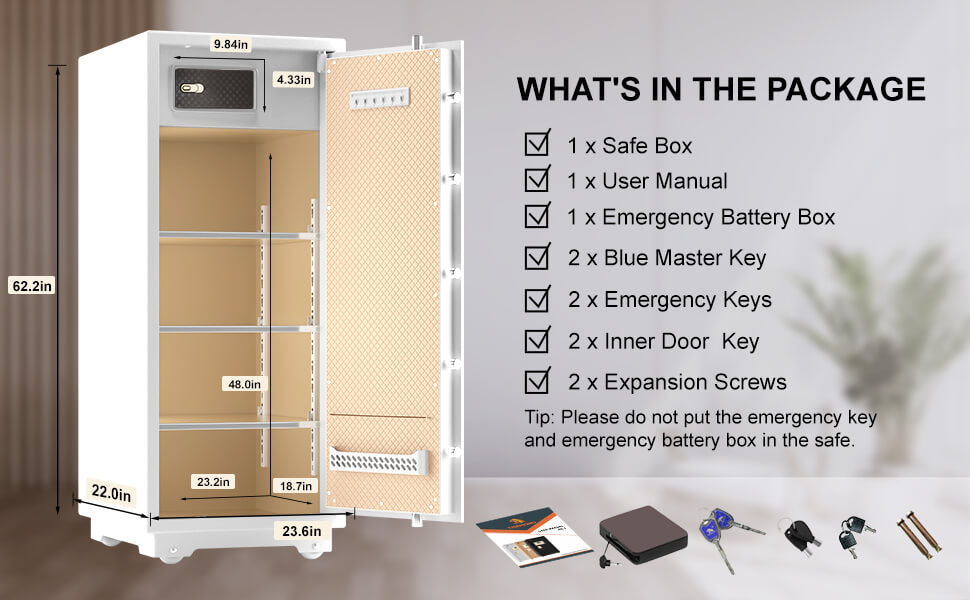 TIGERKING 17.6 Cubic Feet Extra Large Heavy Duty Safe Box, Home Safe Key Lock and Separate Lock Box, Digital safe for Home Hotel Office