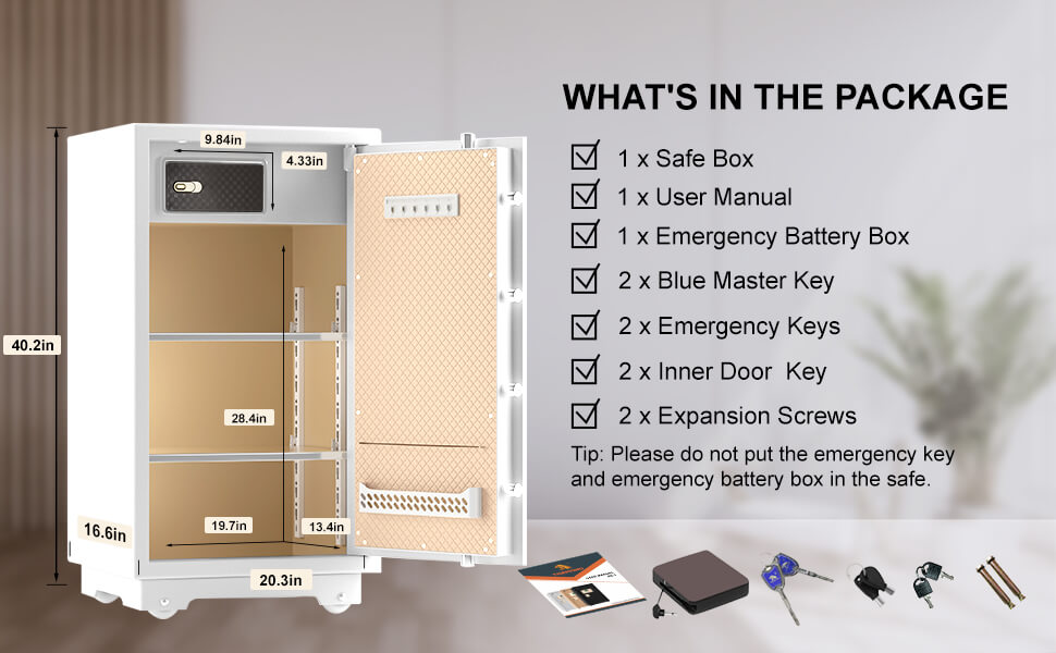 TIGERKING 7.2 Cubic Feet Extra Large Heavy Duty Safe Box, Home Safe with Double Safety Key Lock and Separate Lock Box 100XH