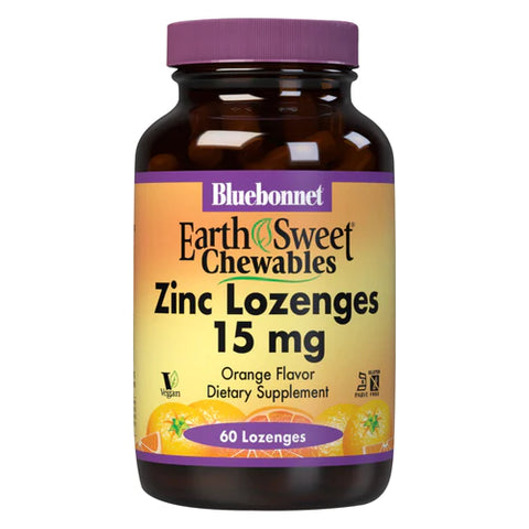 Bluebonnet Earthsweet masticables zinc 15 mg naranja 60 pastillas