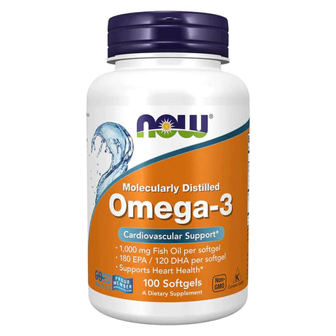 NOW Foods Omega-3 Molecularly Distilled Fish Oil 100 Softgels