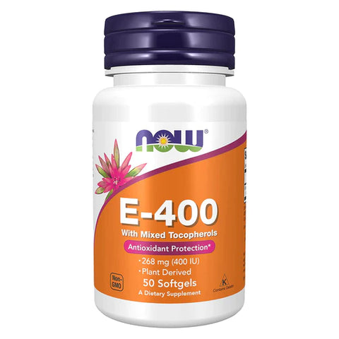 NOW Foods 혼합 된 토코페롤 50 소프트 겔이있는 비타민 E-400