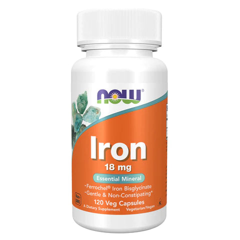NOW Foods Iron 18 mg 120 Veg Capsules