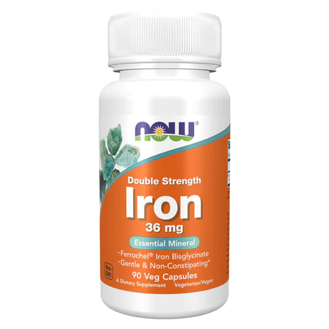 NOW Foods Iron 36 mg de doble resistencia 90 cápsulas de vegetales