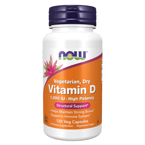 NOW Foods Vitamin D 1000 IU Dry 120 Veg Capsules