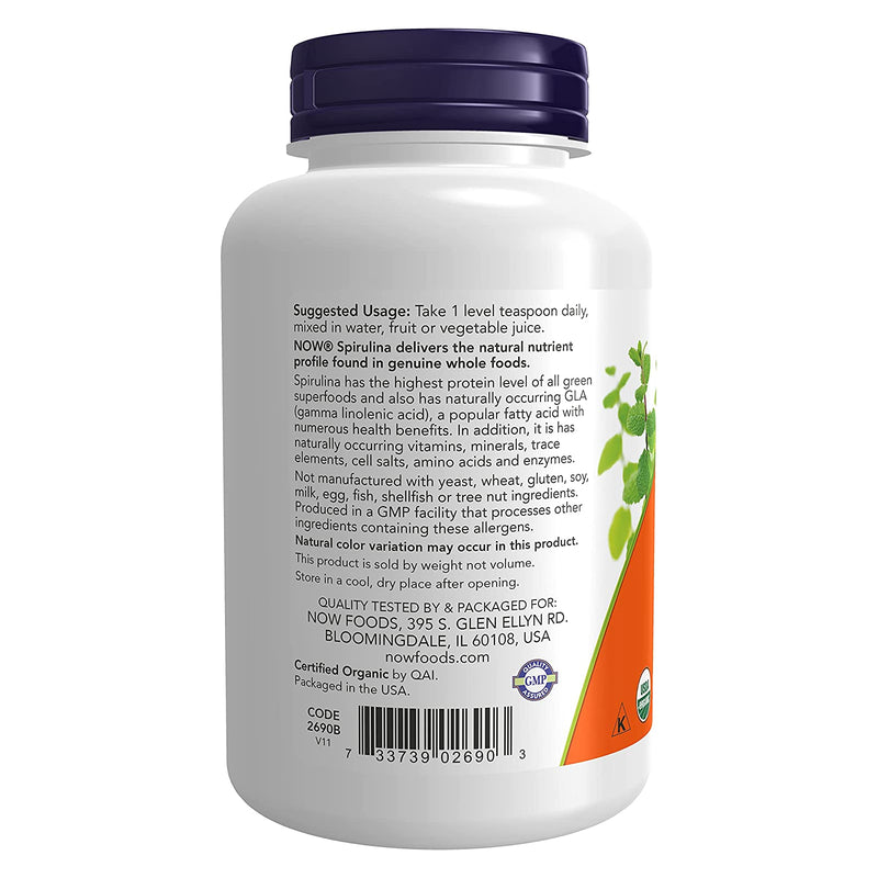 NOW Foods Spirulina Organic Powder 4 oz - DailyVita