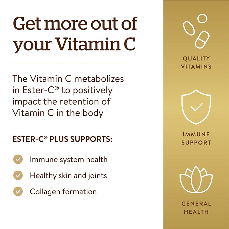 Solgar Ester-C® Plus 500 mg Vitamin C 250 Vegetable Capsules (Ester-C® Ascorbate Complex)