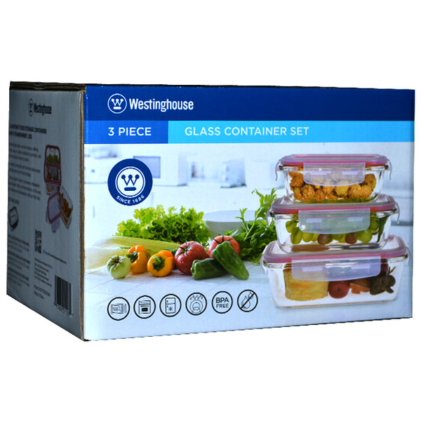 Westinghouse Homeware USA 6pc Glass Food Storage Set - Pink
