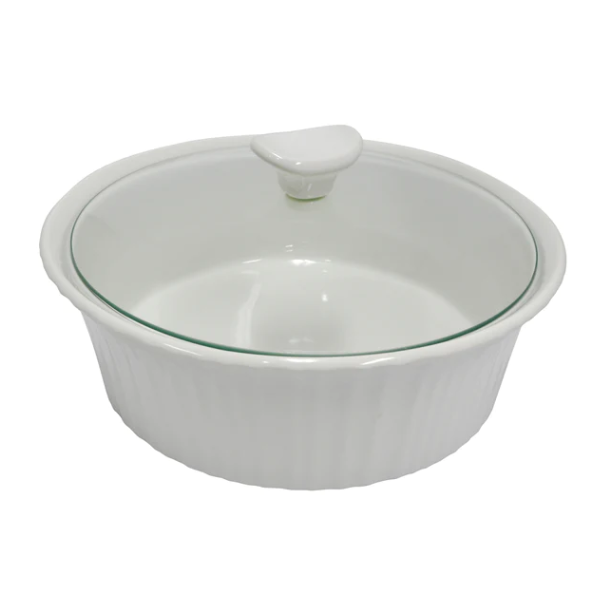 Corningware French White 2.5 Quart Oval Baking Dish with Glass Lid