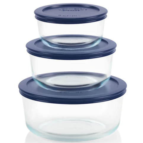  Pyrex Simply Store 10-Piece Glass Food Storage Set with Blue  Lids: Bake And Serve Sets: Home & Kitchen