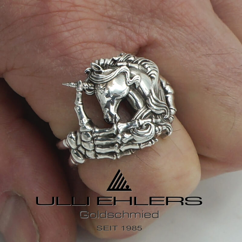 unicorn custom made ring sterling silver