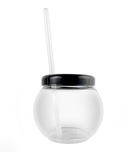 BarConic Plastic Fishbowl with Lid and Straw - Clear 20 ounce - CASE OF 100