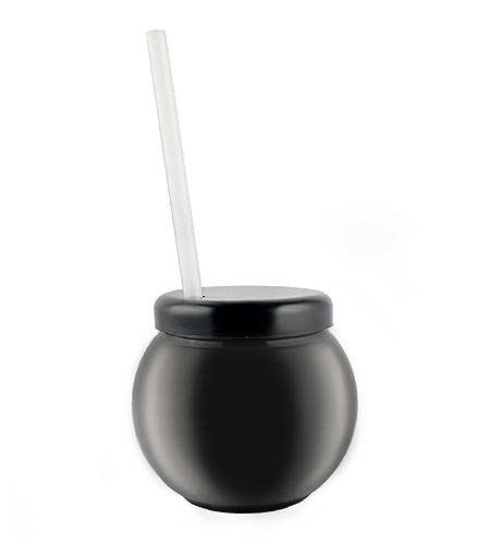 BarConic Black Fishbowl Plastic Drinkware - 20 ounce -  With Lid and Straw - CASE OF 100