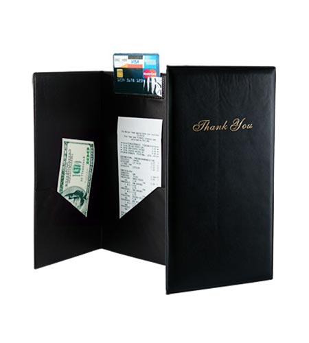 Guest Check Holder - Black w/Gold Imprint - CASE OF 12