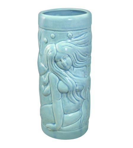 BarConic 14 oz. Blue Mermaid Ceramic Tiki Mug - CASE OF 36