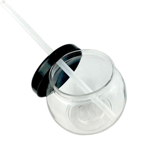 BarConic Plastic Fishbowl with Lid and Straw - Clear 20 ounce - CASE OF 100