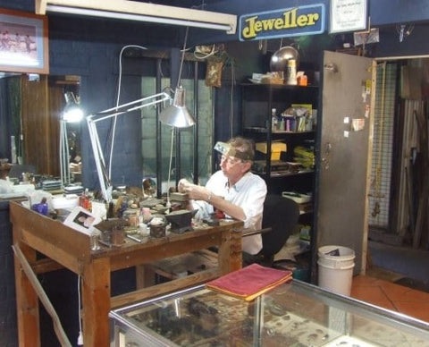 Mac working in his shop in Bellingen