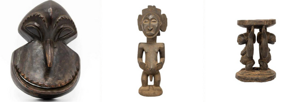 Intricate crafted Hemba mask, Hemba Sculpture and Hemba Stool on Mawu Africa