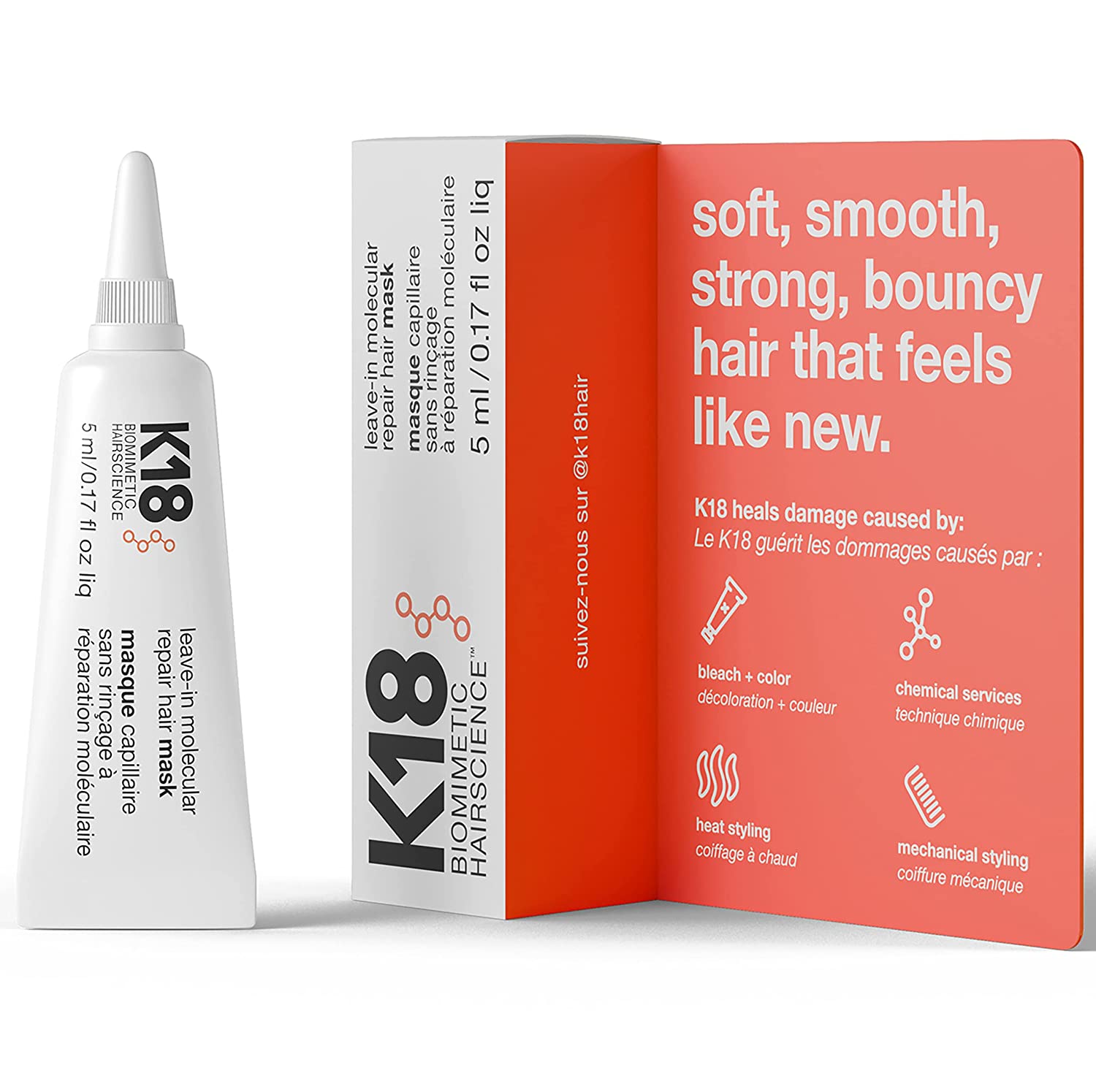 K18 Leave-In Molecular Repair Hair Mask Tester size 0.17 fl oz