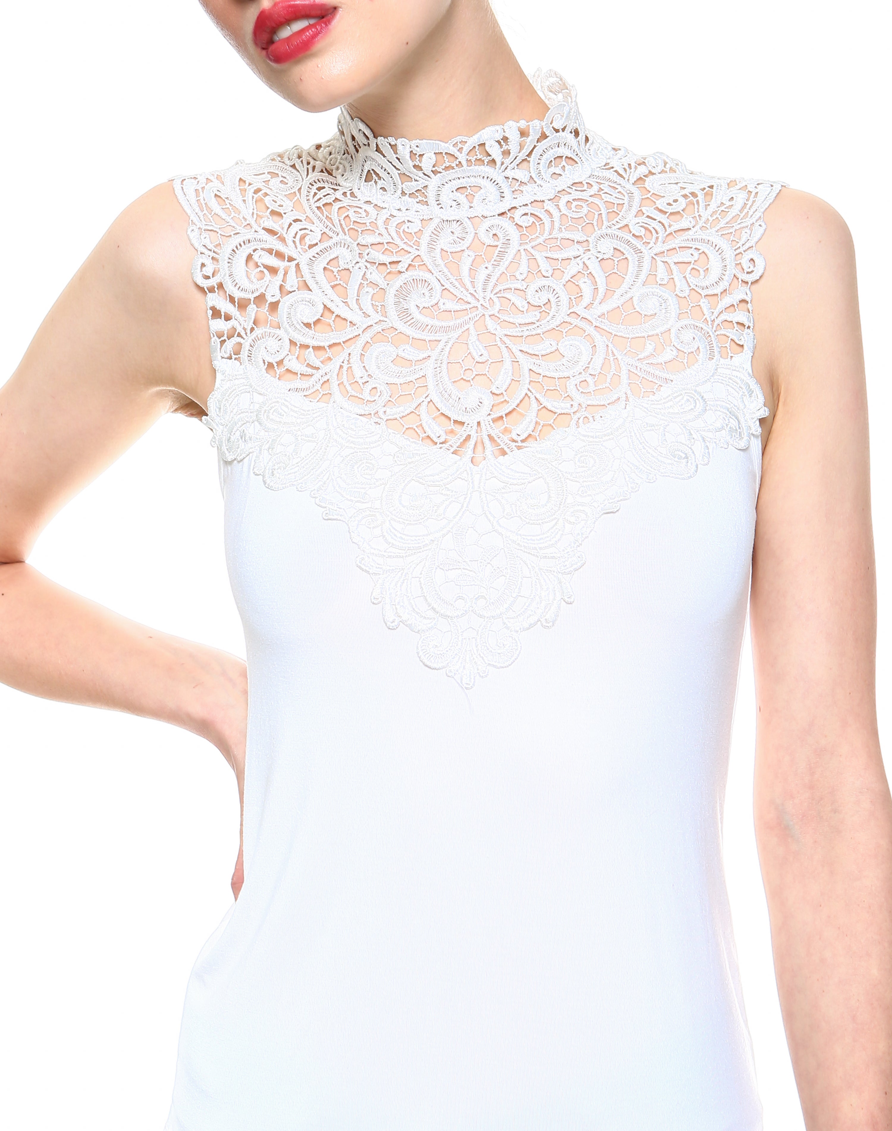 high neck lace cami