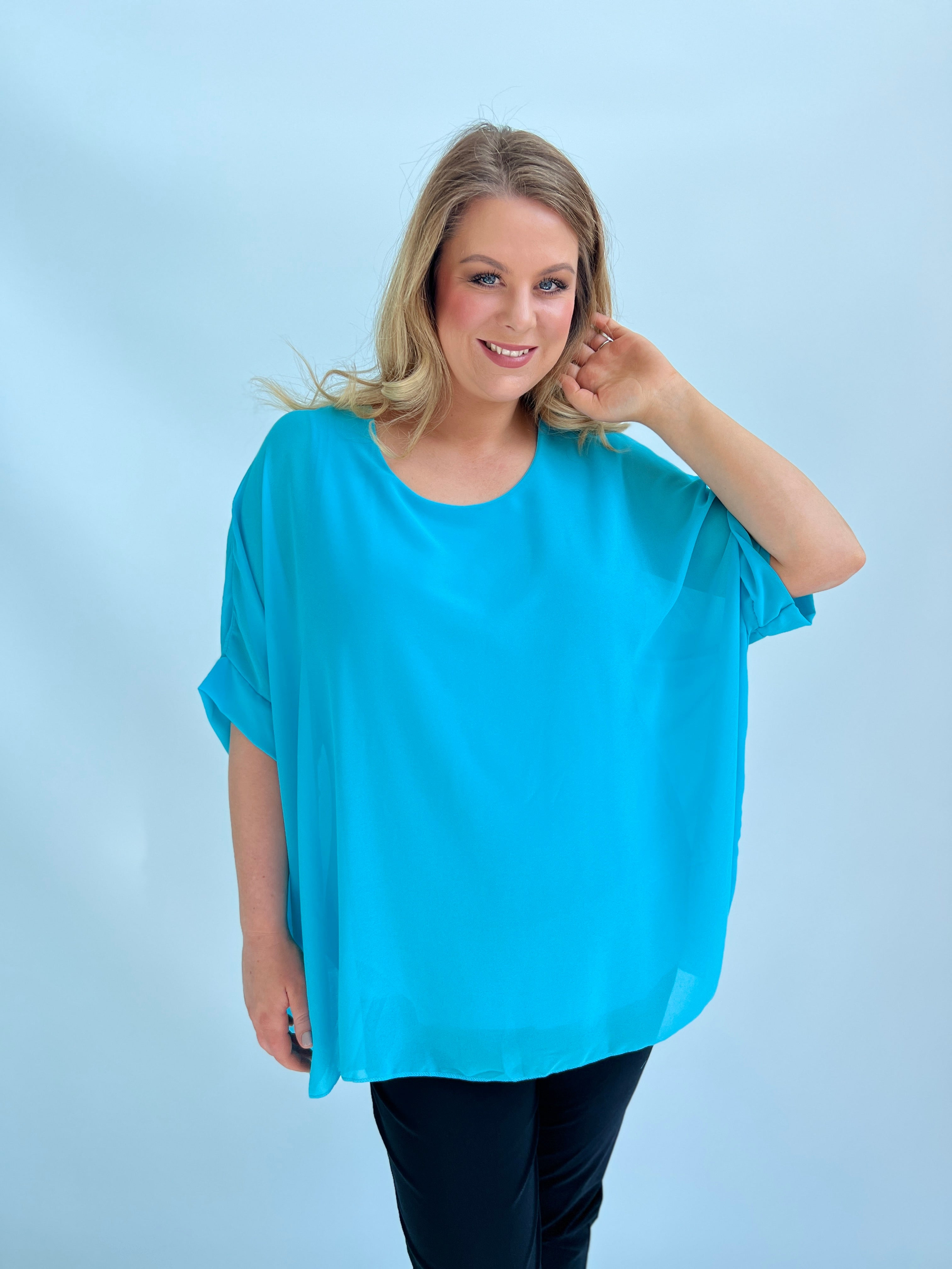 Alice Blouse in Turquoise | Plus Size Clothing | Wardrobeplus.ie