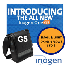 Inogen One G5 Portable Oxygen Concentrator - settings 1 to 6, long battery duration with double battery