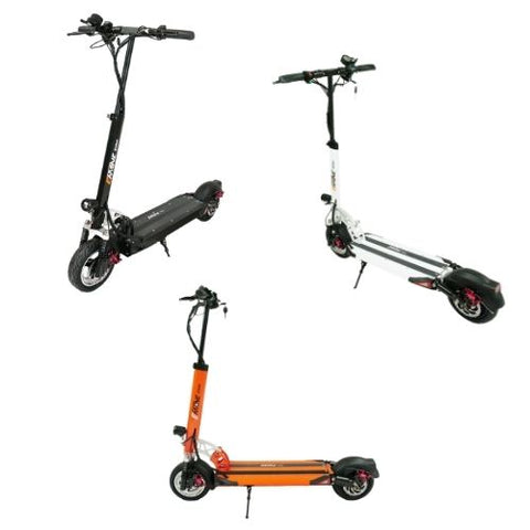 standing black, white, and orange EMOVE Electric Cruiser Scooter