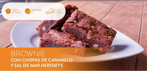 Brownies hersheys con chispas de caramelo sal y mar