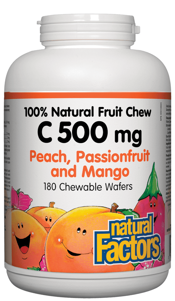 Natural Factors C 500mg passion, peach 180 chewable wafers