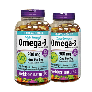 (Promotion Item) 2x Webber Naturals Triple Concentration Omega-3 900mg, 200 softgels