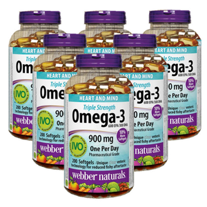 (Promotion Item) 6x Webber Naturals Triple Concentration Omega-3 900mg, 200 softgels