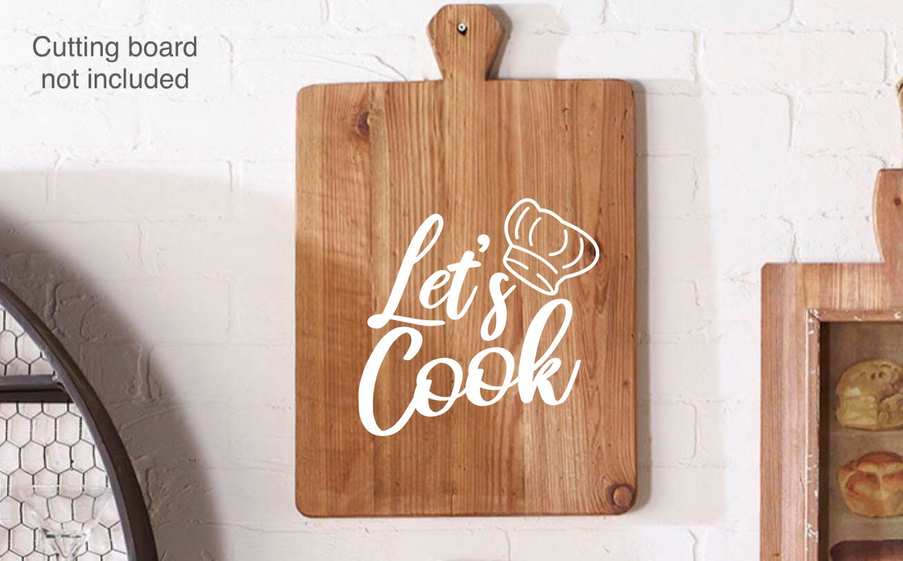 Lets cook Cutting Board Kitchen Sticker Decal DIY Wall Art