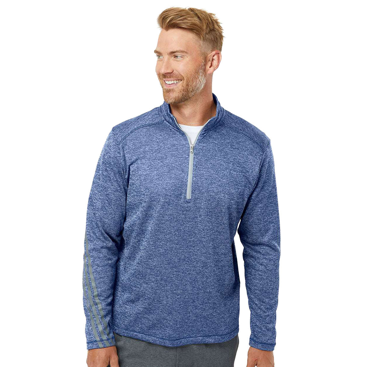 Image of adidas Men's Brushed Terry Heathered Quarter-Zip Pullover