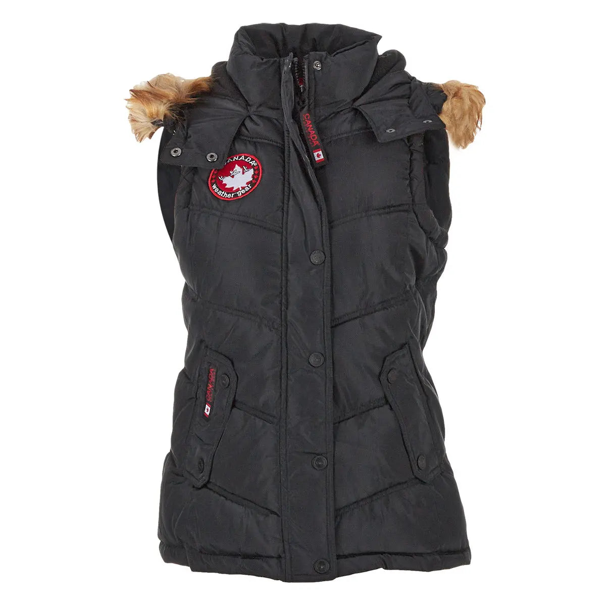 Image of Canada Weather Gear Women's Puffer Vest with Faux Fur Trim Hood