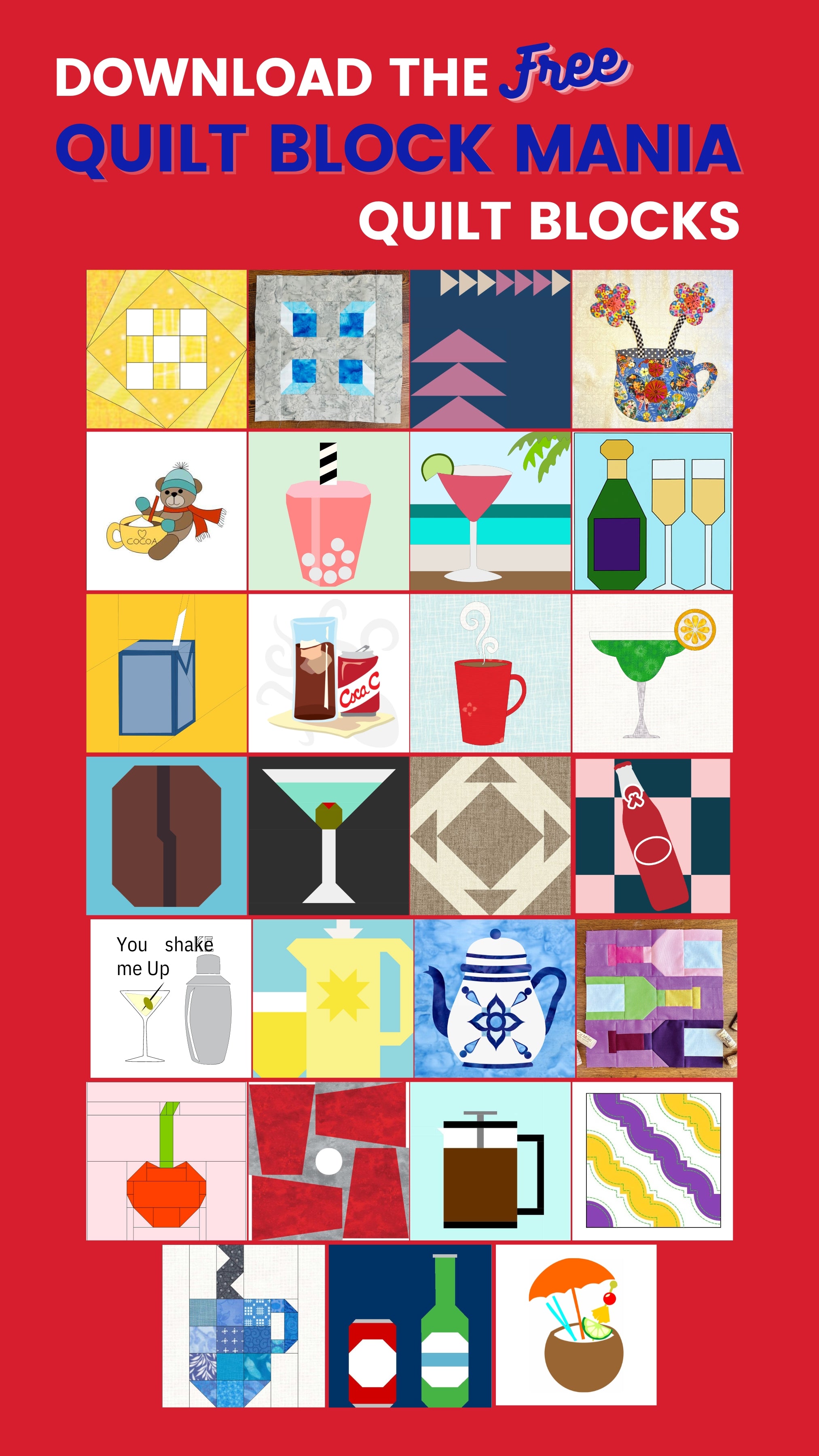 Quilt Block Mania March - theme - Drinks - Free Quilt Blocks