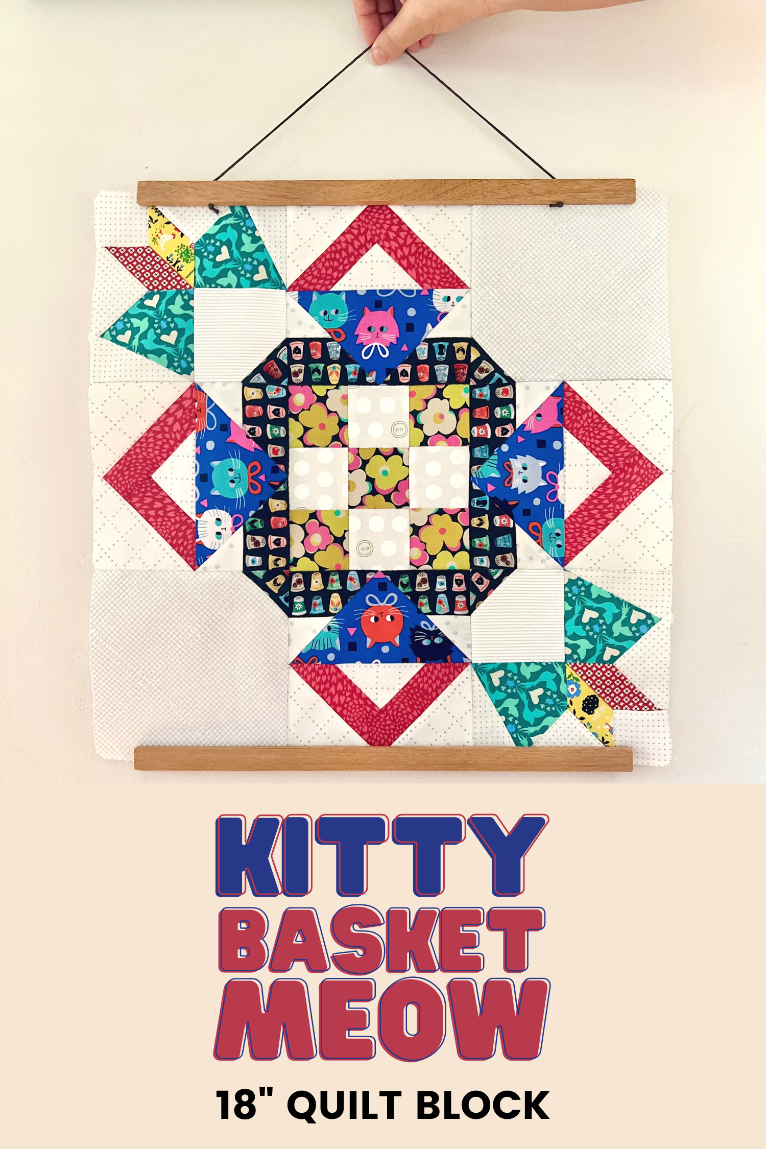 Craftapalooza DesignsKitty Basket Meow quilt block