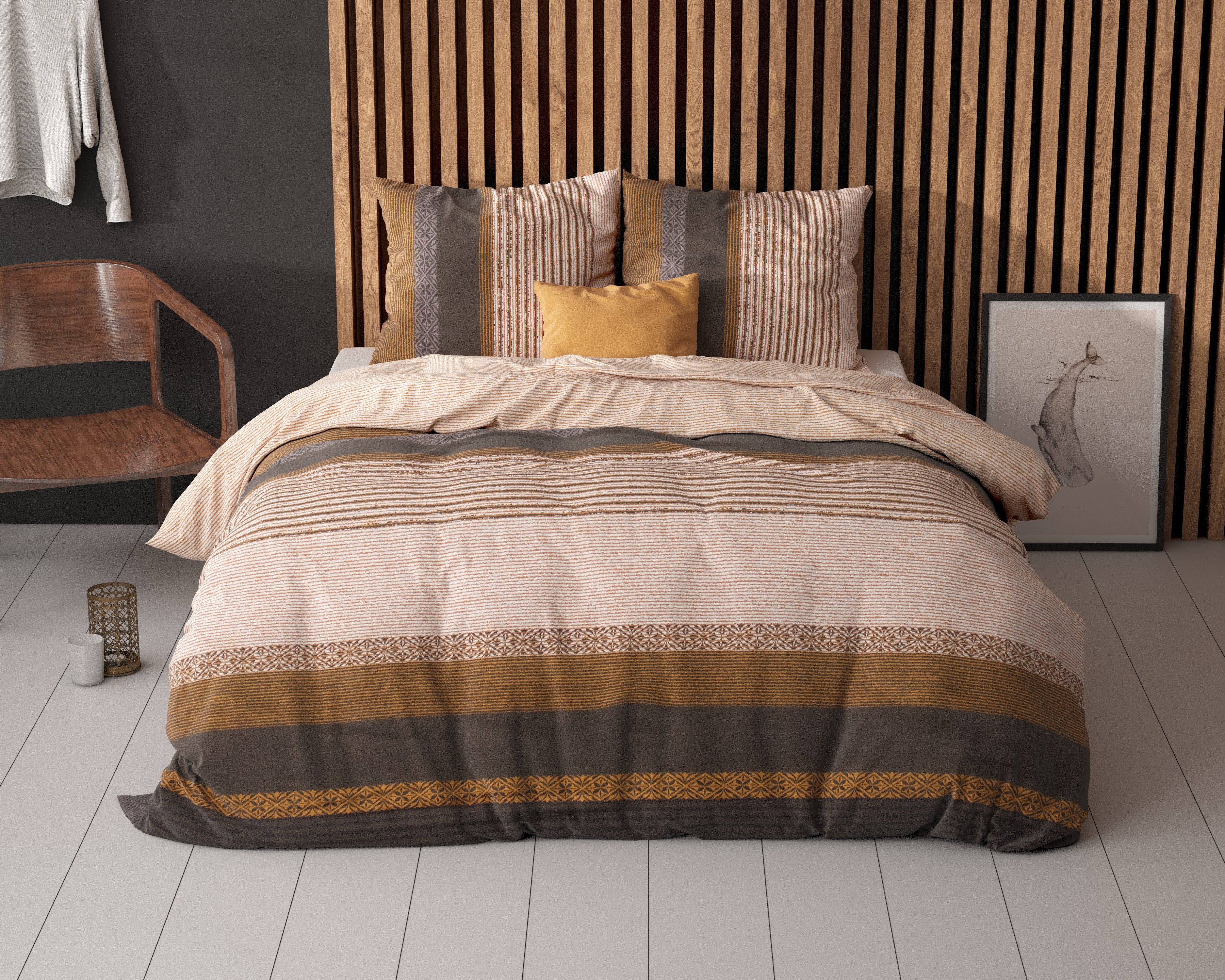 RoyalTextile - Marina Dekbedovertrek Katoen - Taupe - 200 x 220