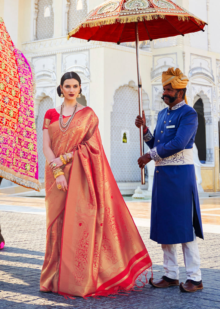 Red Kanchipuram silk saree at kanjivaramsilks.com | Saree wedding, Indian  bridal fashion, Indian bride outfits