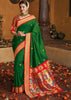 EMERAL GREEN WOVEN PAITHANI SAREE WITH DESIGNER BLOUSE (6272361398465)